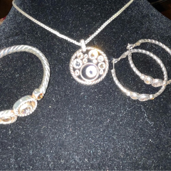 Brighton Silver Jewelry Set with Crystal Accents